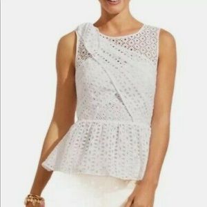 LIKE NEW 🌴Lilly Pulitzer🌴 Diara Peplum Top - Resort White - Flower Eyelet